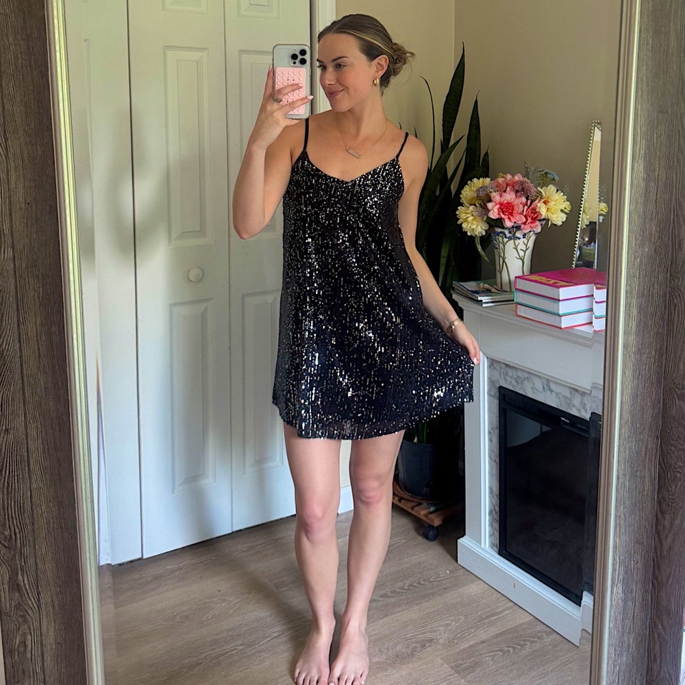 Black Sequin Mini Dress